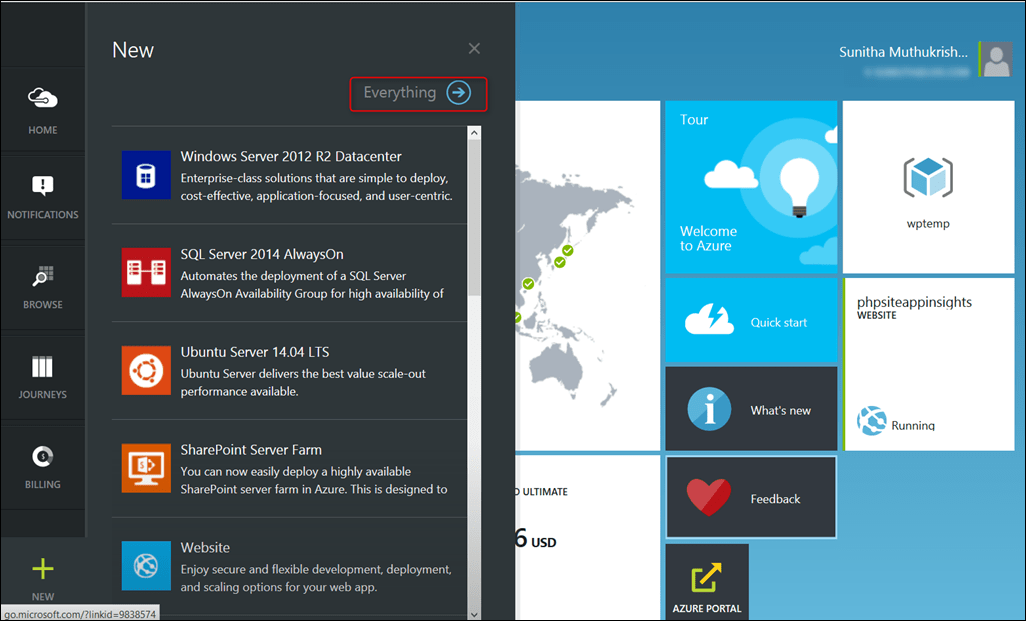 Creating New Resource - Microsoft Azure WordPress